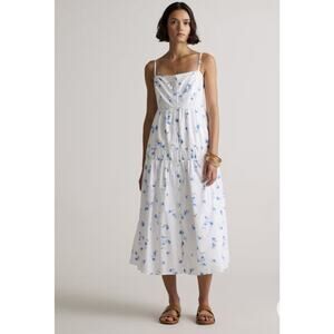 Floral White and Blue Dress